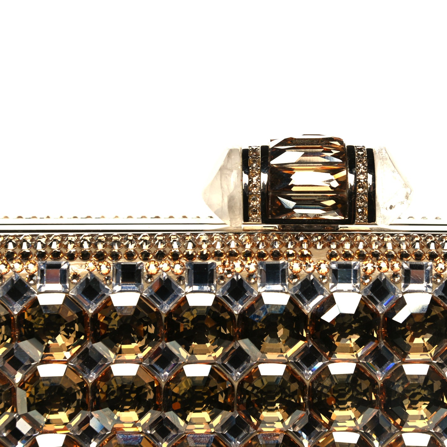 Crystal Minaudiere Clutch Gold