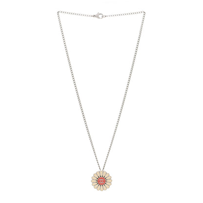 Chanel Enamel CC Camellia Pendant Necklace Silver Multicolor 3 of 6