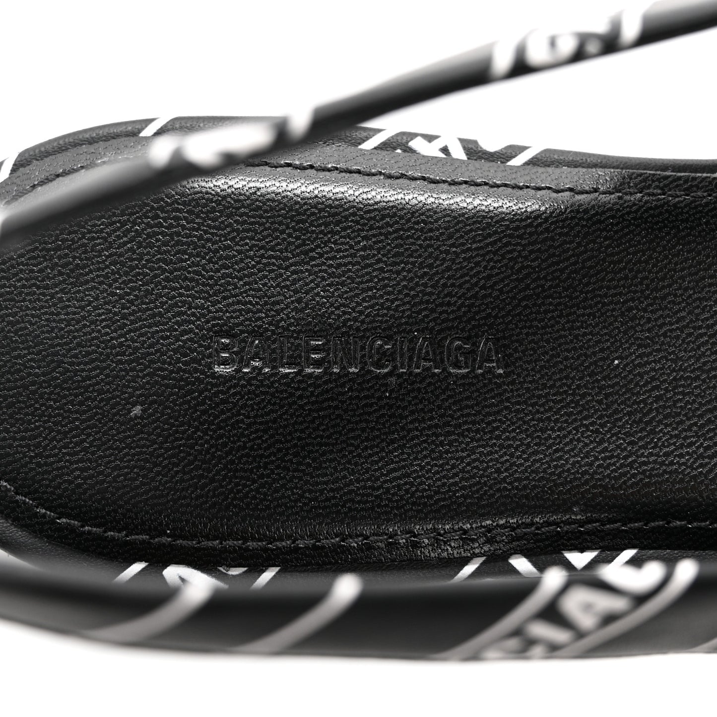 Calfskin Diagonal Allover Logo Print BB Knife Pointy Toe Slingback Flats 35.5 Black White