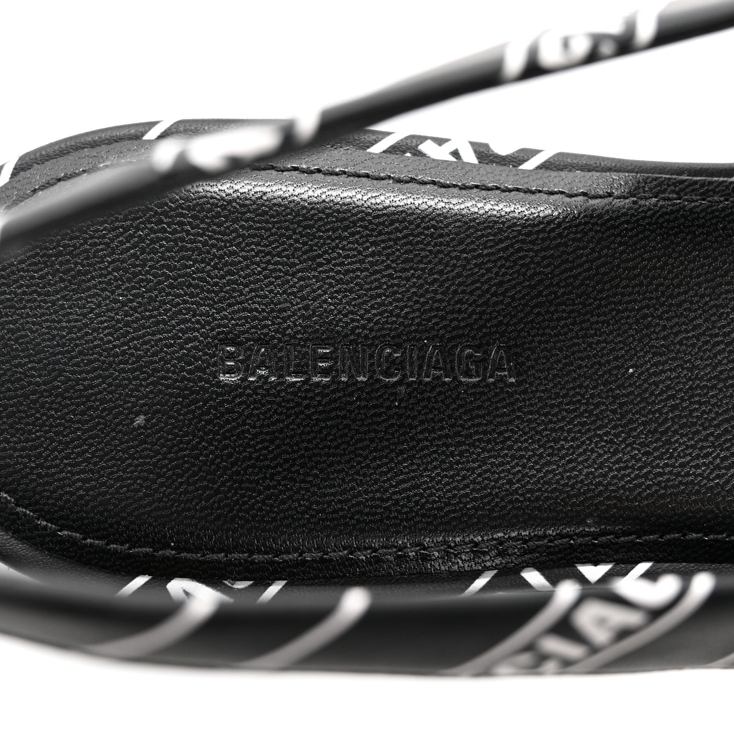 Balenciaga Calfskin Diagonal Allover Logo Print BB Knife Pointy Toe Slingback Flats 35.5 Black White 6 of 9