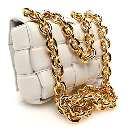 Bottega Veneta Lambskin Maxi Intreccio Padded Chain Cassette Crossbody Bag Chalk 3 of 9