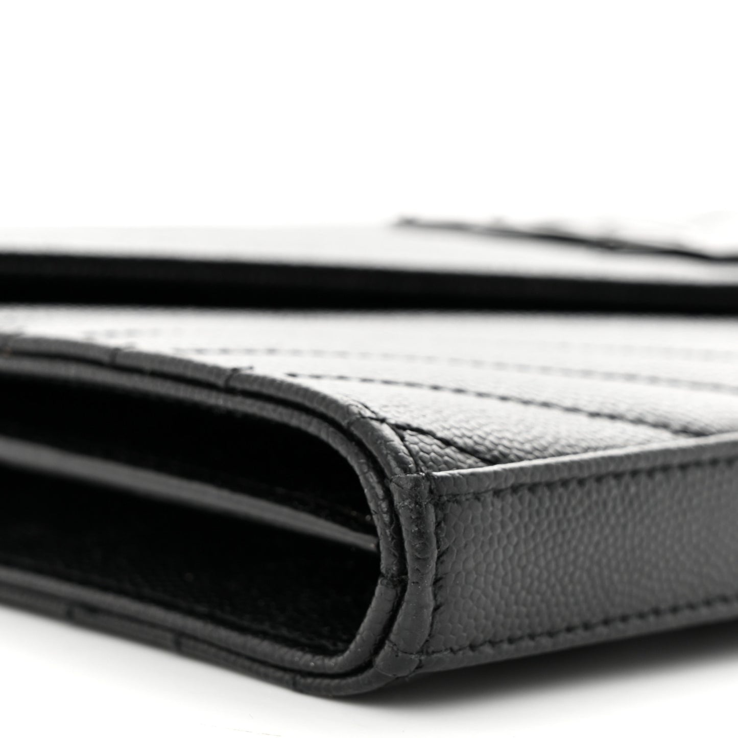 Grain De Poudre Matelasse Chevron Monogram Monochrome Chain Wallet Black