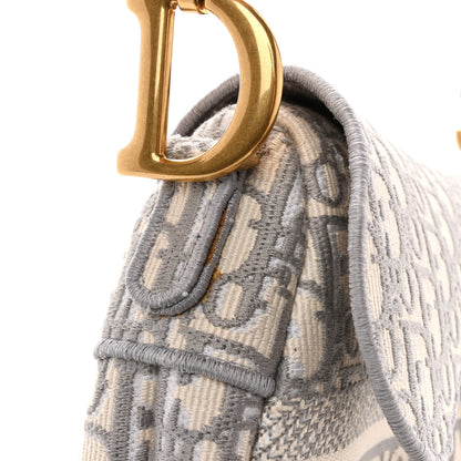Christian Dior Oblique Embroidered Saddle Bag Gray 13 of 14
