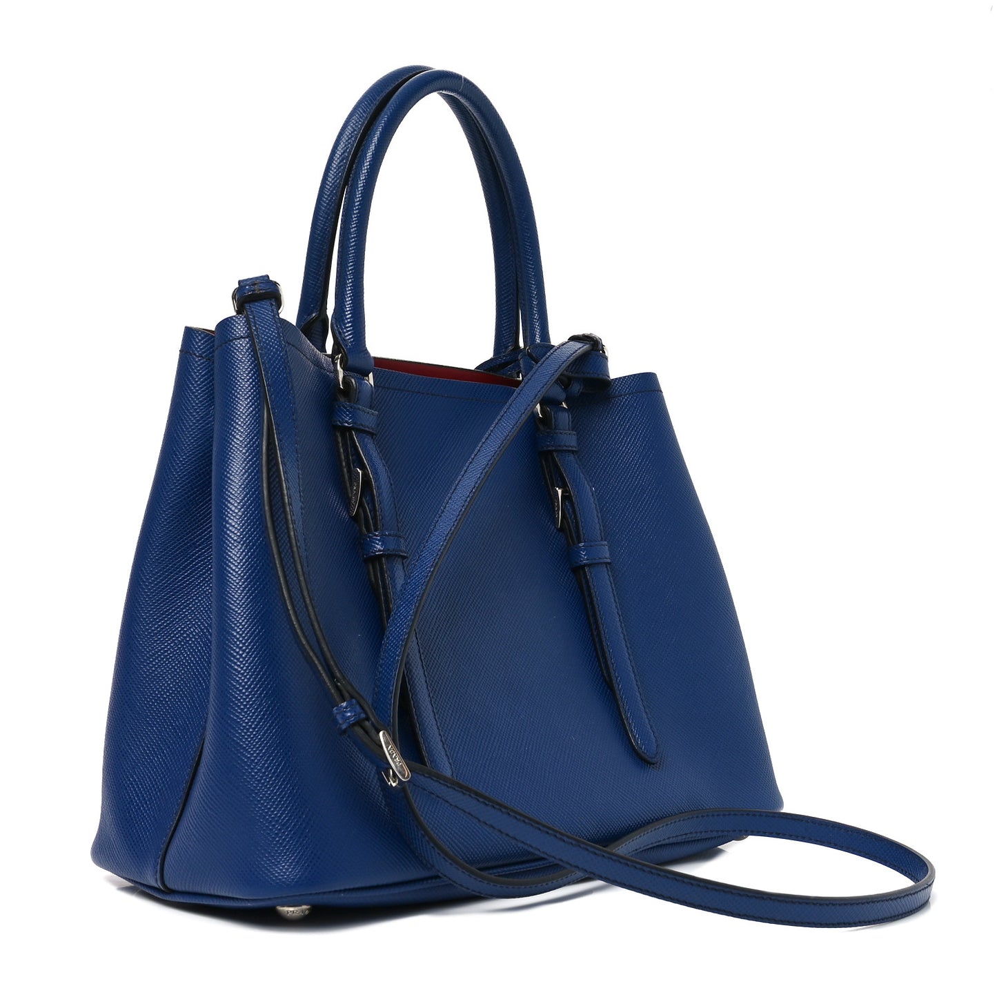 Saffiano Cuir Small Double Bag Inchiostro Fuoco