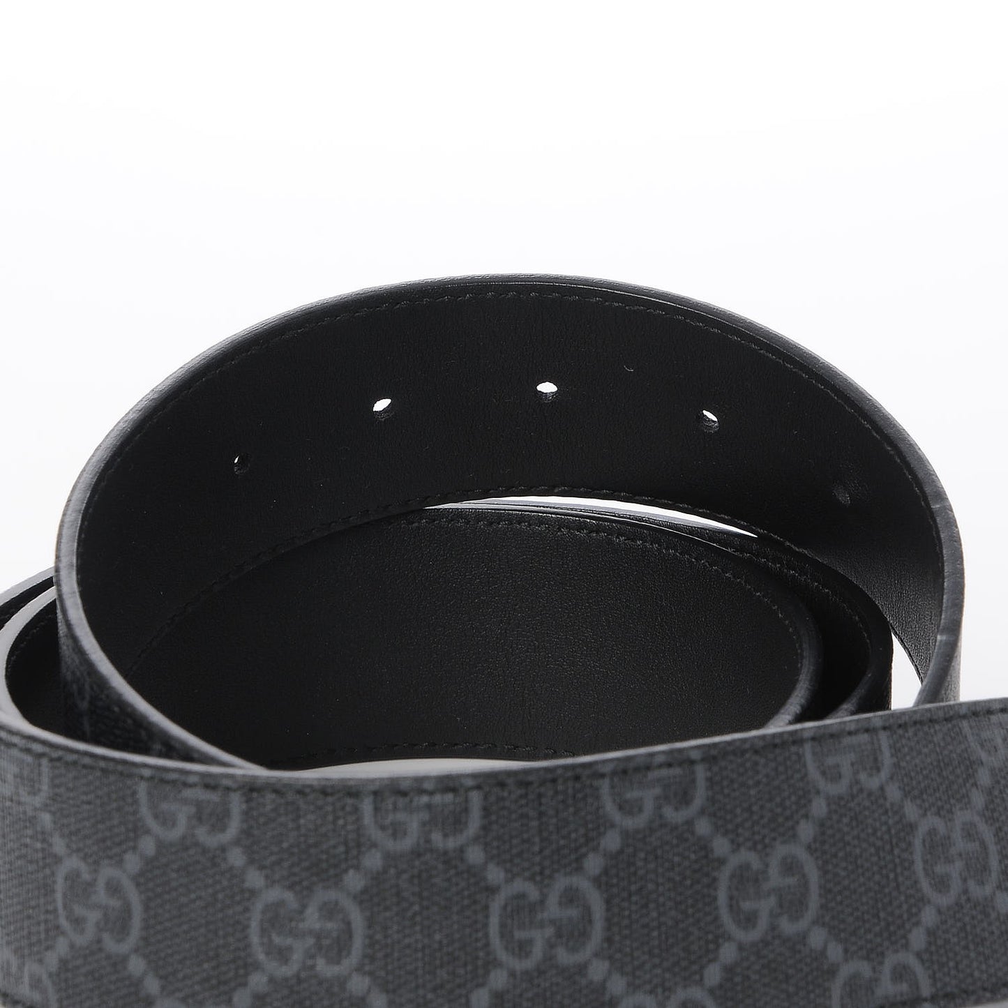 GG Supreme Monogram Selleria Calfskin Interlocking G 40mm Belt 115 46 Black Grey