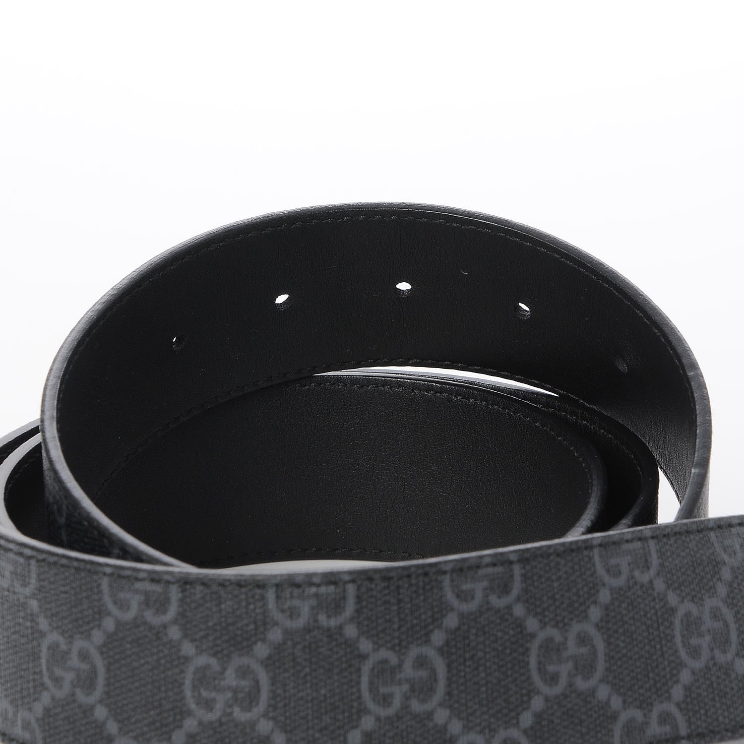 Gucci GG Supreme Monogram Selleria Calfskin Interlocking G 40mm Belt 115 46 Black Grey 5 of 6