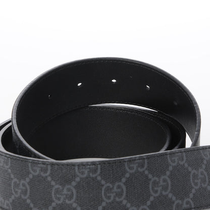 Gucci GG Supreme Monogram Selleria Calfskin Interlocking G 40mm Belt 115 46 Black Grey 5 of 6