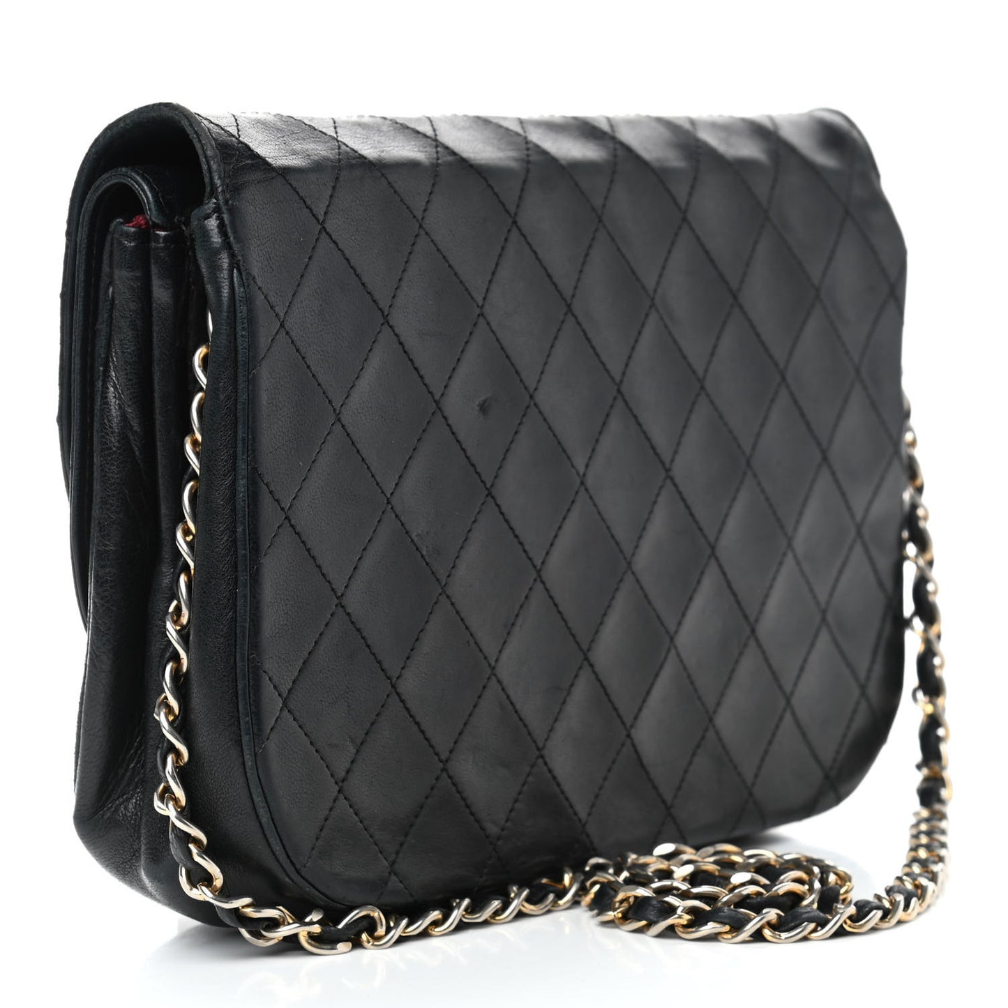 Lambskin Quilted Medium Double Flap Black