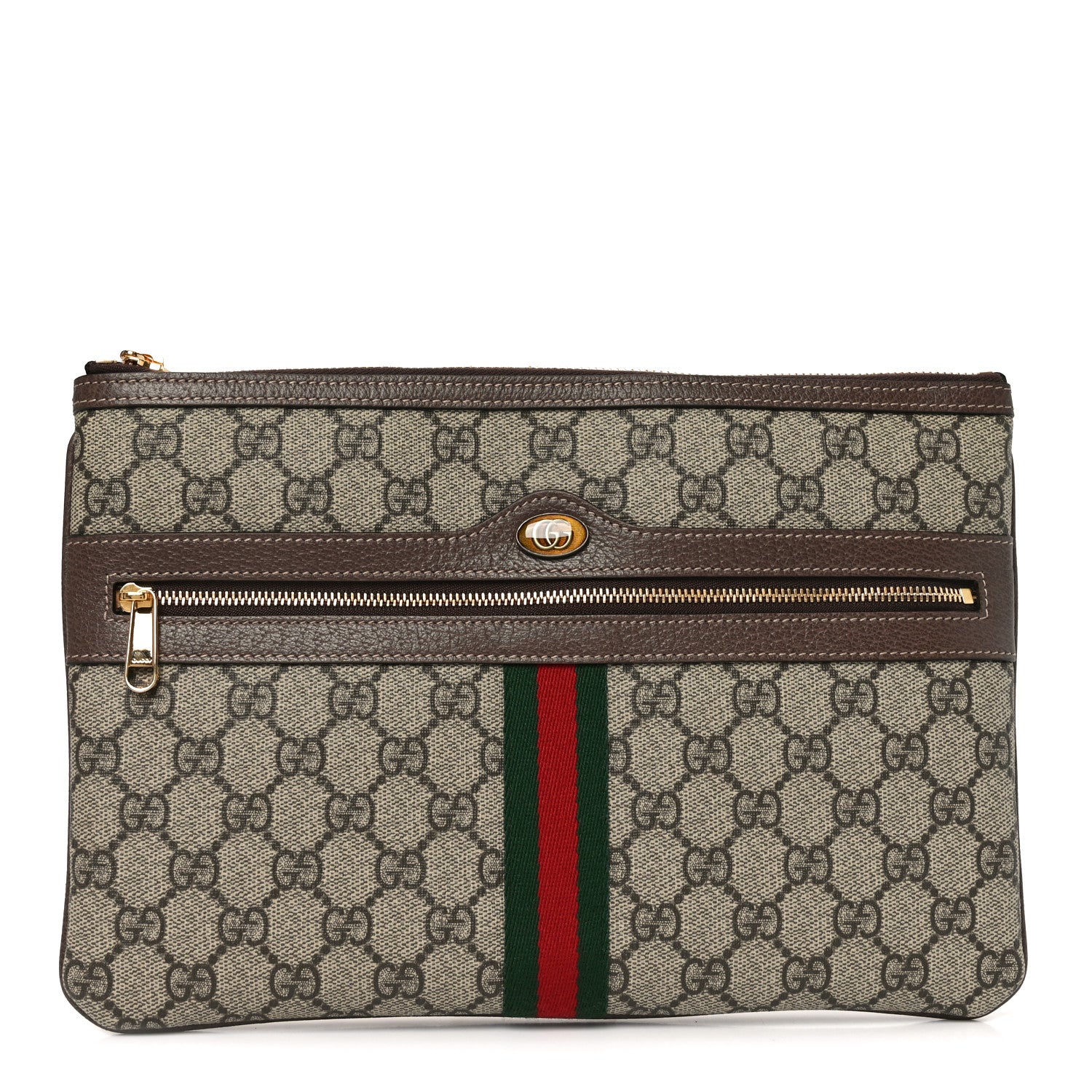 Gucci GG Supreme Monogram Large Ophidia Pouch Clutch Brown 1 of 9