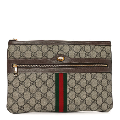 Gucci GG Supreme Monogram Large Ophidia Pouch Clutch Brown 1 of 9