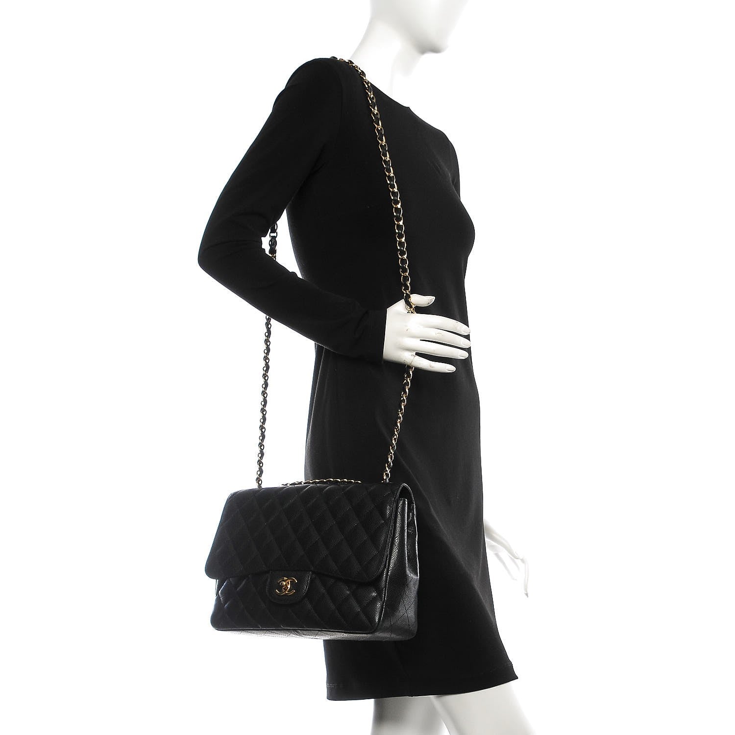 Chanel Caviar Quilted Jumbo Single Flap Black 3 of 14