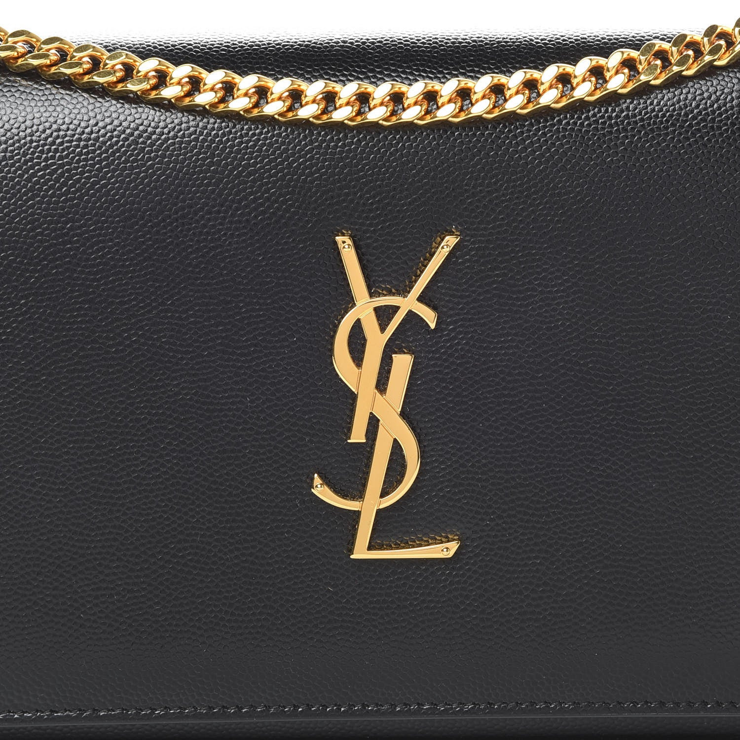 Saint Laurent Grain De Poudre Monogram Chain Wallet Black 9 of 12
