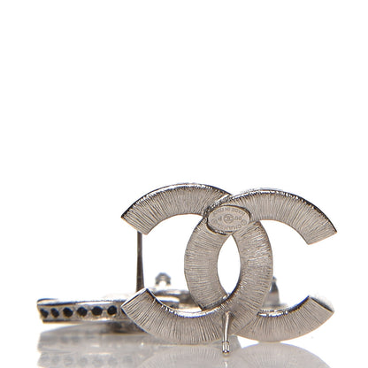 Chanel Crystal CC Earrings Silver Black 4 of 4