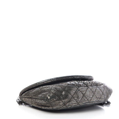 Chanel Iridescent Stamped Calfskin Half Moon Wallet On Chain WOC Silver 3 of 16