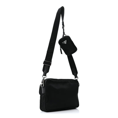 Prada Re-Nylon Saffiano Pocket Single Snap Buckle Shoulder Bag Black 3 of 10