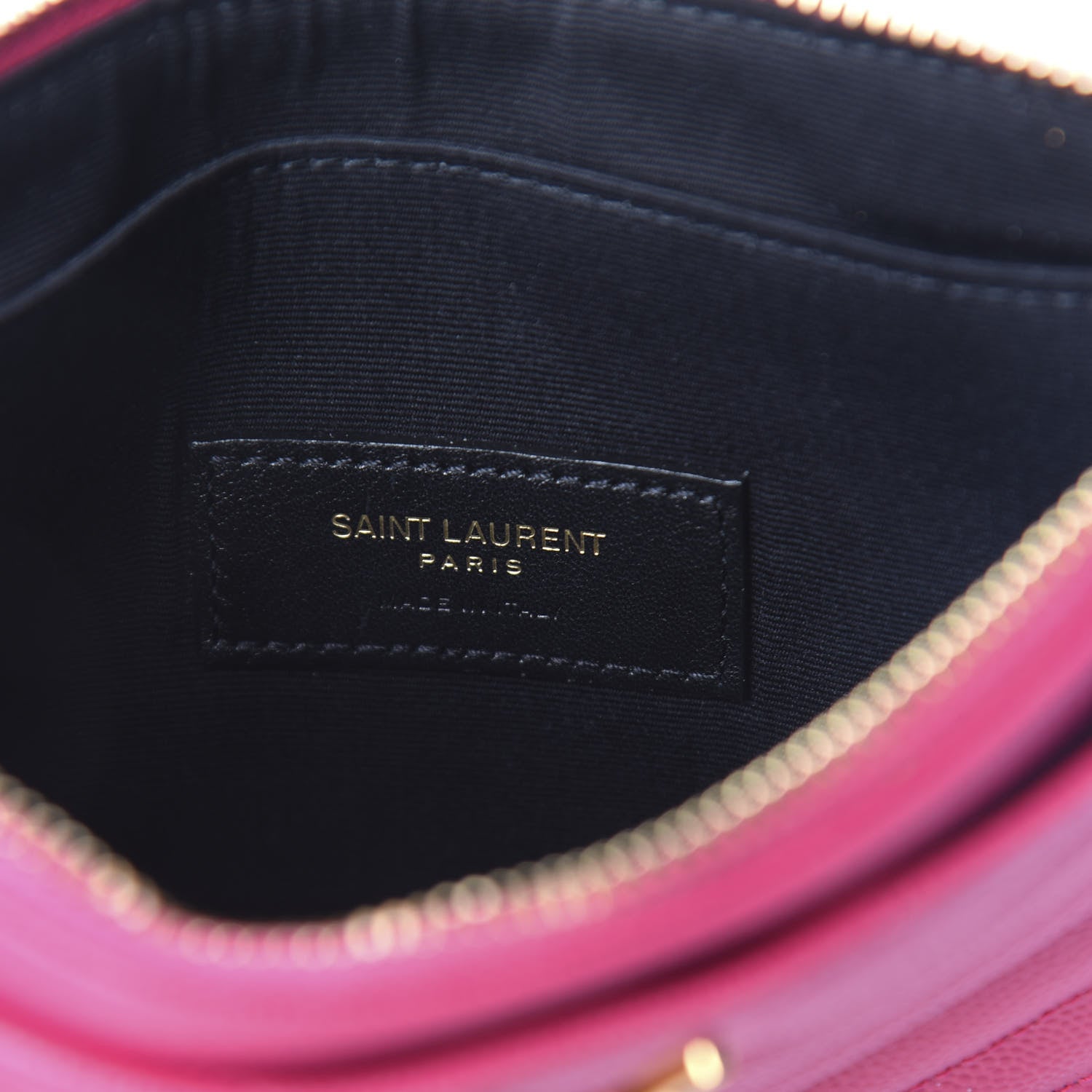 Saint Laurent Grain De Poudre Chevron Monogram Bill Pouch Bright Pink 6 of 9
