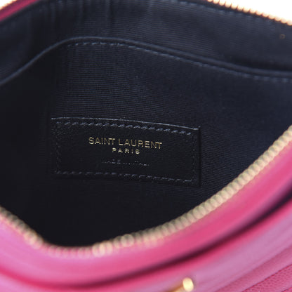 Saint Laurent Grain De Poudre Chevron Monogram Bill Pouch Bright Pink 6 of 9