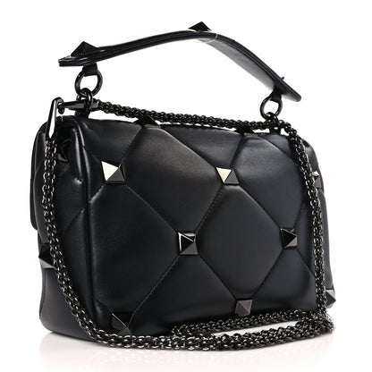 Valentino Garavani Nappa Monochrome Large Roman Stud Shoulder Bag Black 3 of 9
