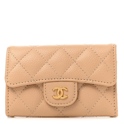 Chanel Caviar Quilted Flap Card Holder Wallet Beige 1 of 9