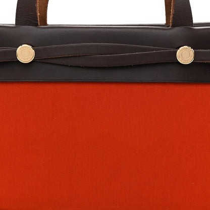 Hermes Toile Vache Calfskin Herbag Cabas PM Orange Red 9 of 19