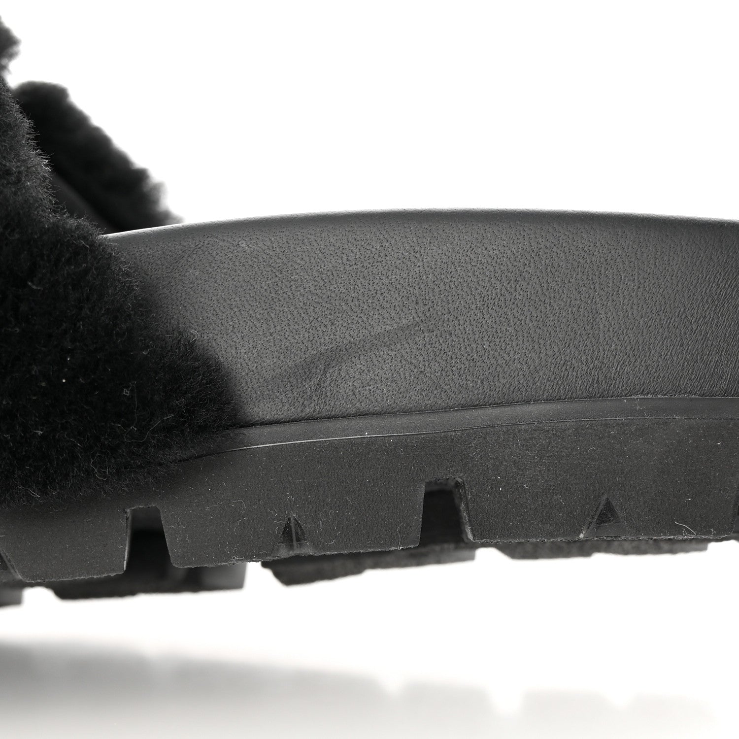 Prada Shearling Metal Triangle Logo Lug Sole 20mm Slide Sandals 41 Black 9 of 9
