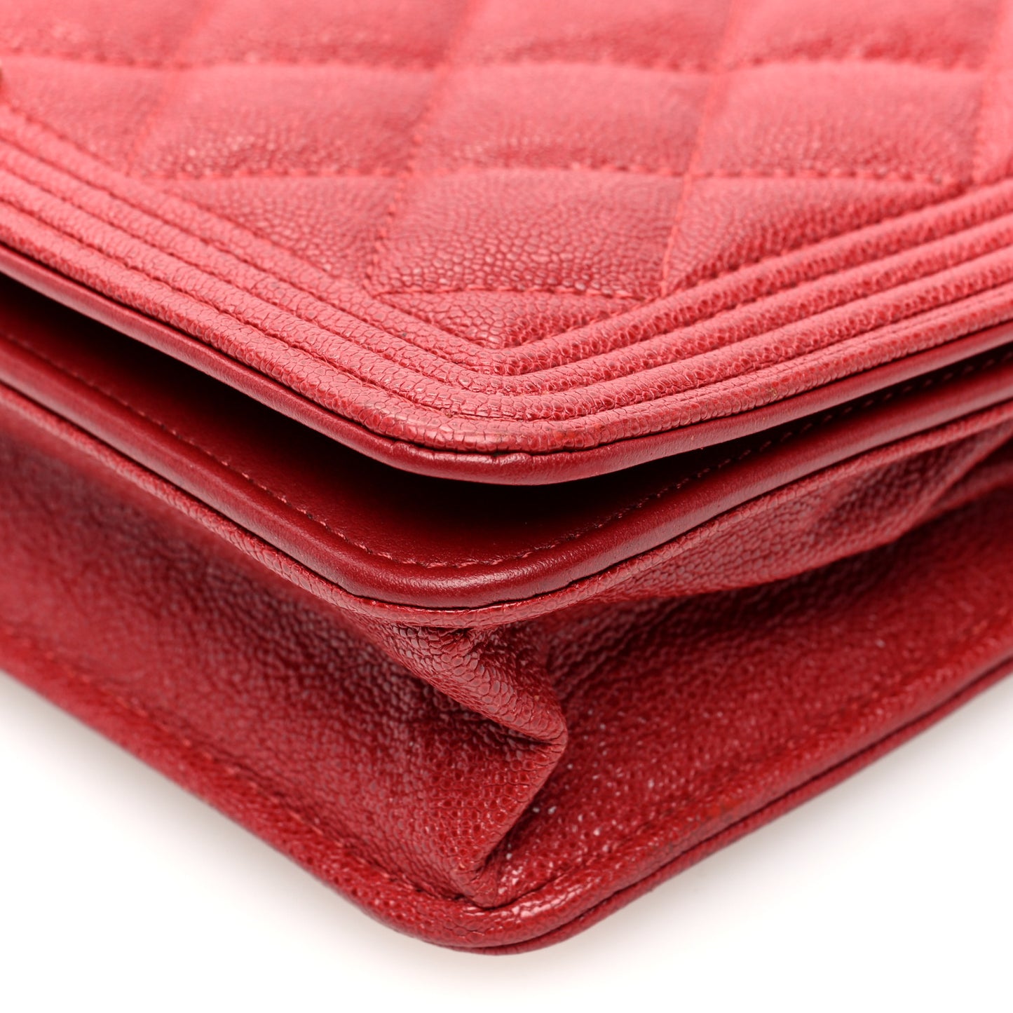 Caviar Quilted Boy Wallet On Chain WOC Red