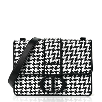 Christian Dior Lambskin Houndstooth Braided 30 Montaigne Flap Bag Black White 1 of 7