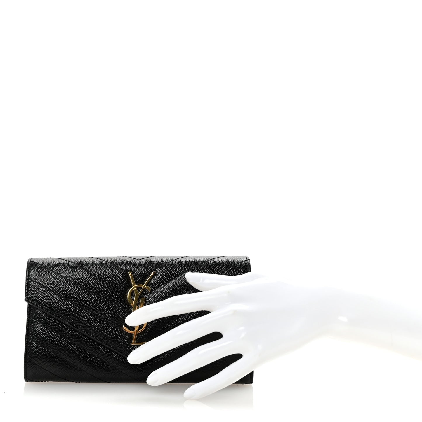 Grain De Poudre Matelasse Chevron Monogram Flap Wallet Black
