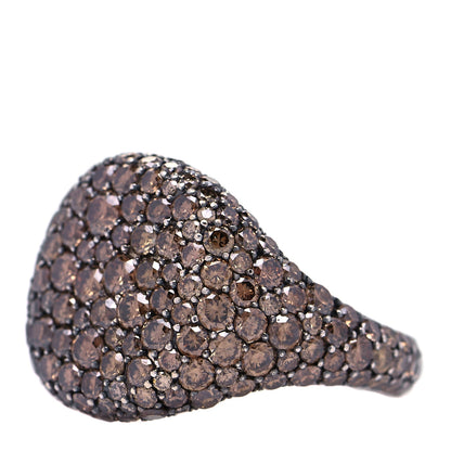 David Yurman 18K White Gold Cognac Diamond 13mm Pave Pinky Ring 45 3.5 4 of 6