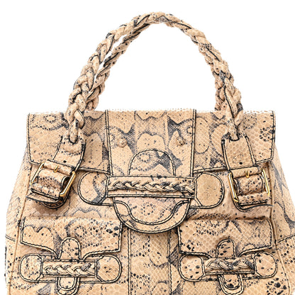 Valentino Garavani Snakeskin Braided Satchel Beige 7 of 11