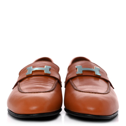 Hermes Goatskin Womens Paris Loafers 39 Marron Glaise 2 of 12