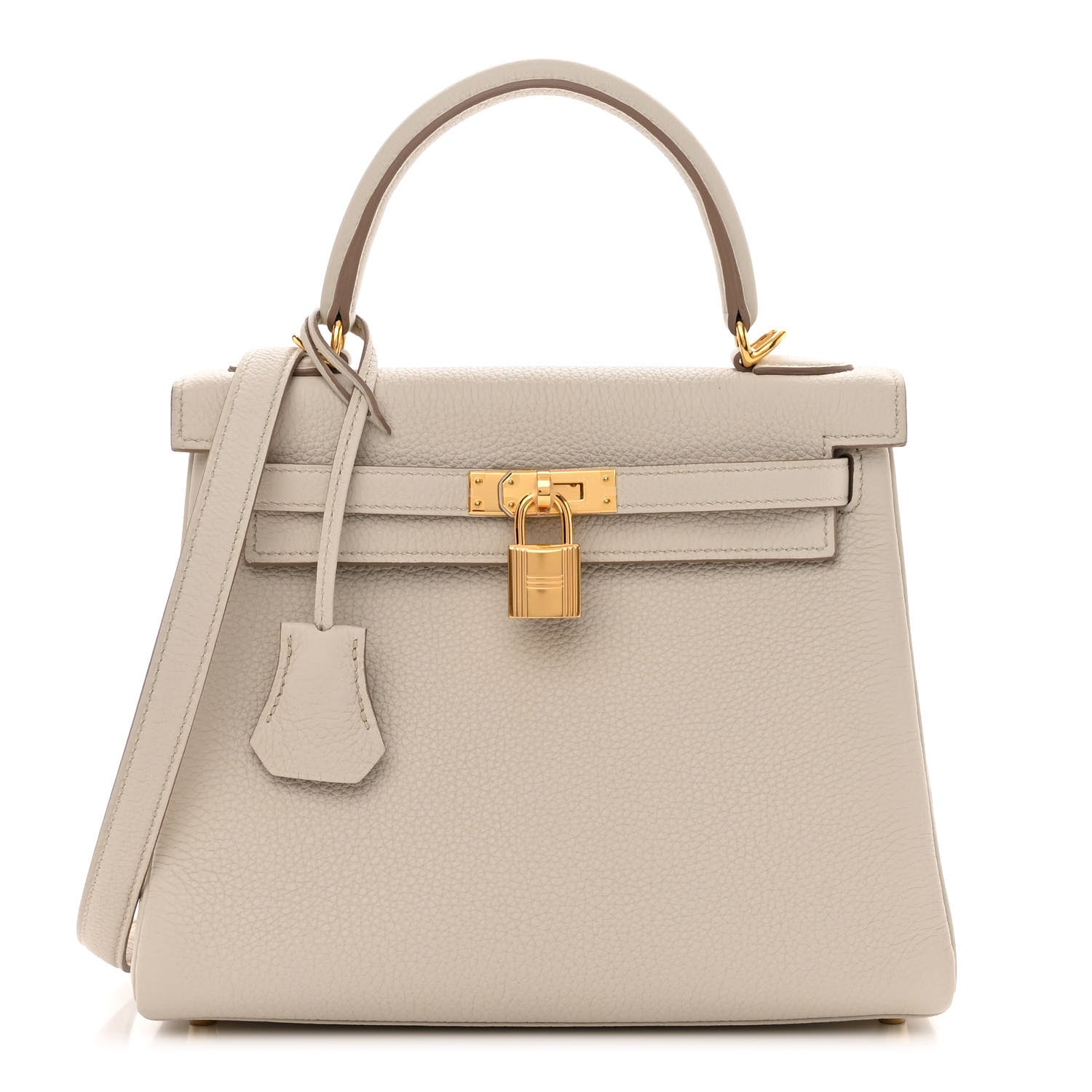 image of an hermes togo kelly retourne in the color craie by FASHIONPHILE