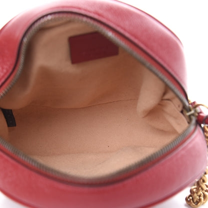 Gucci Glazed Calfskin Matelasse Heart Mini GG Marmont Round Shoulder Bag Romantic Cerise 5 of 9