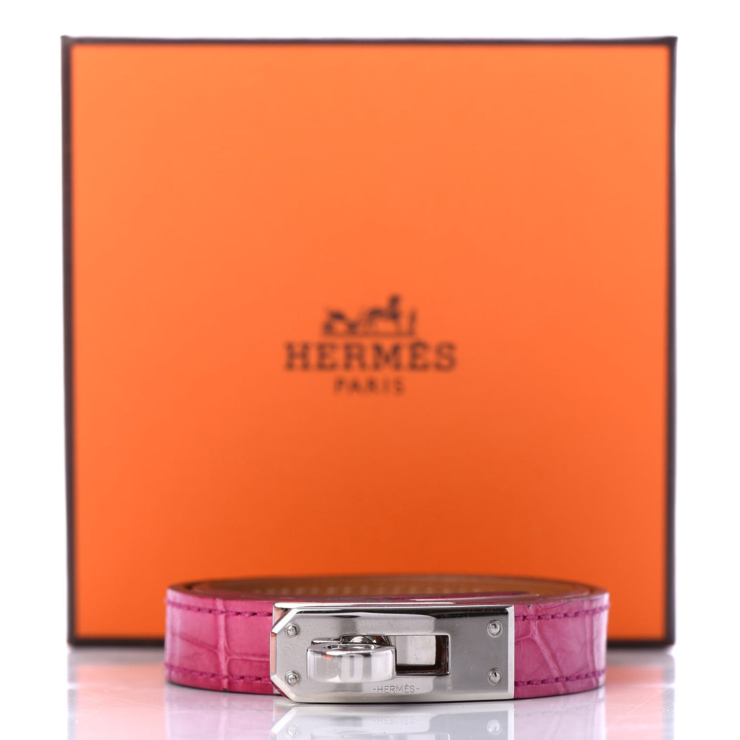 Shiny Alligator Kelly Double Tour Bracelet S Rose Scheherazade