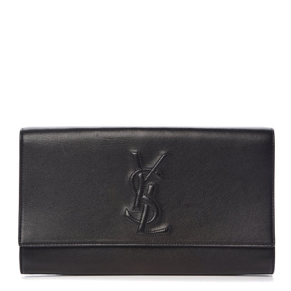Saint Laurent Calfskin Monogram Large Belle De Jour Clutch Black 1 of 8