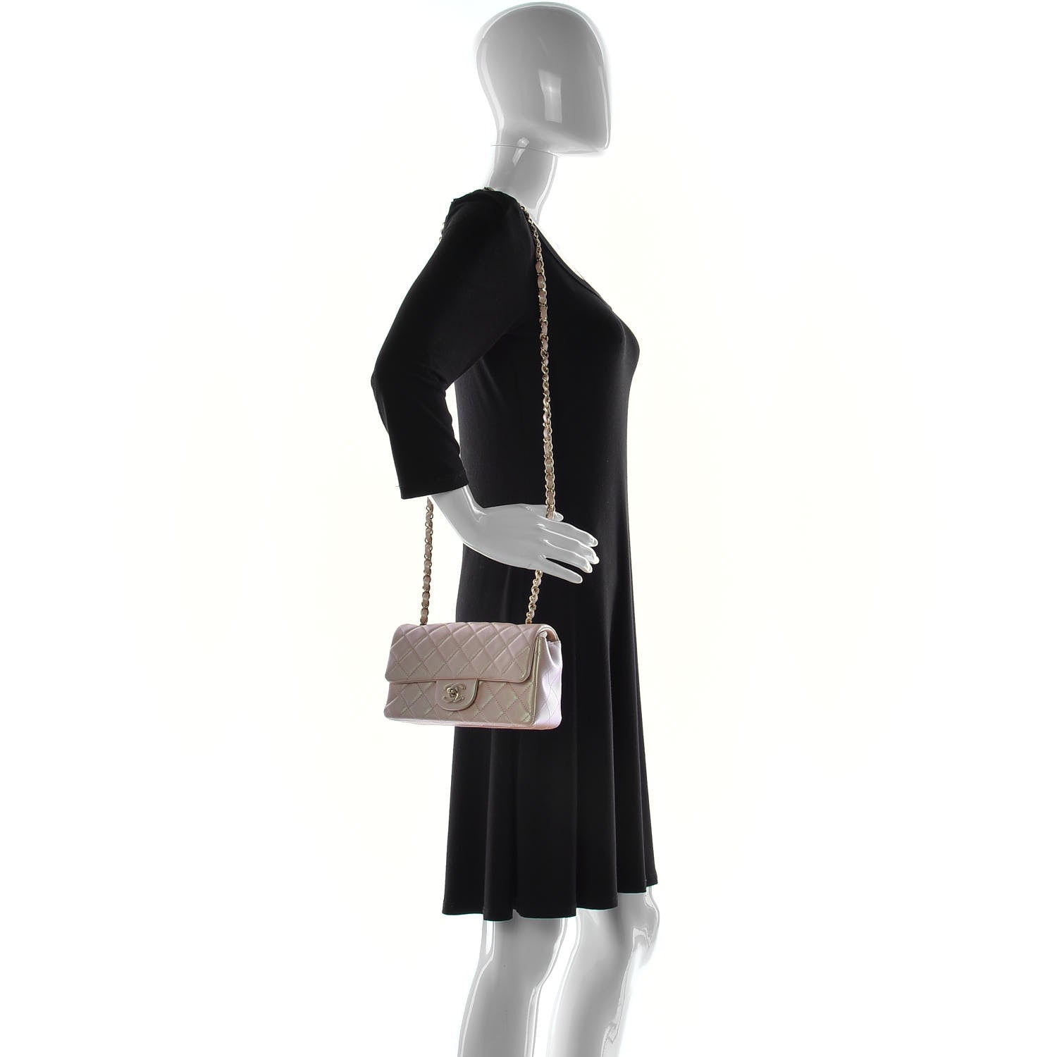 Chanel Iridescent Calfskin Quilted Mini Rectangular Flap Beige 2 of 10