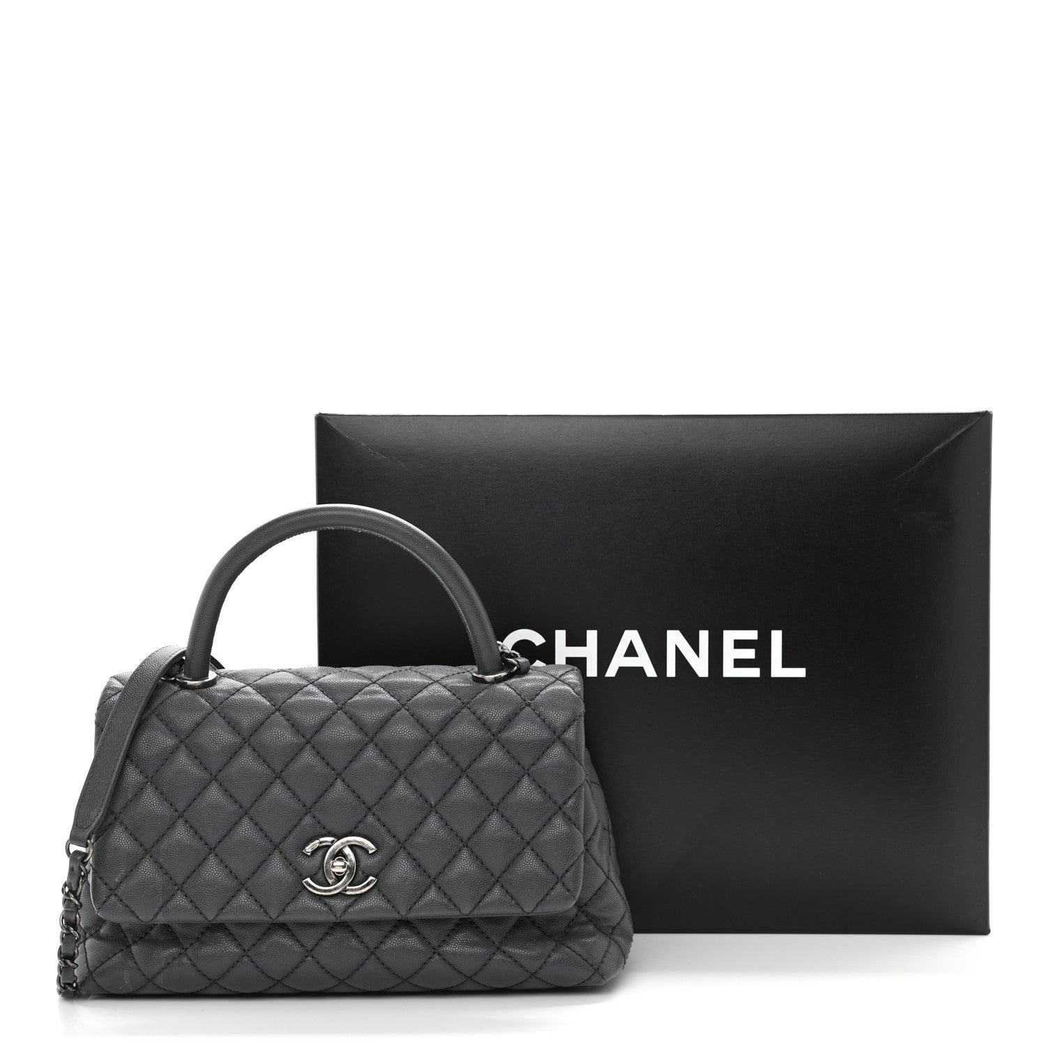 Chanel Caviar Quilted Small Coco Handle Flap Grey 15 of 15