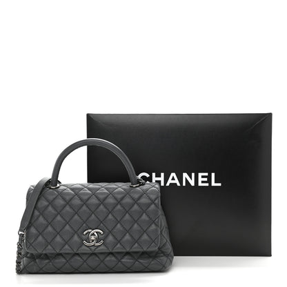 Chanel Caviar Quilted Small Coco Handle Flap Grey 15 of 15