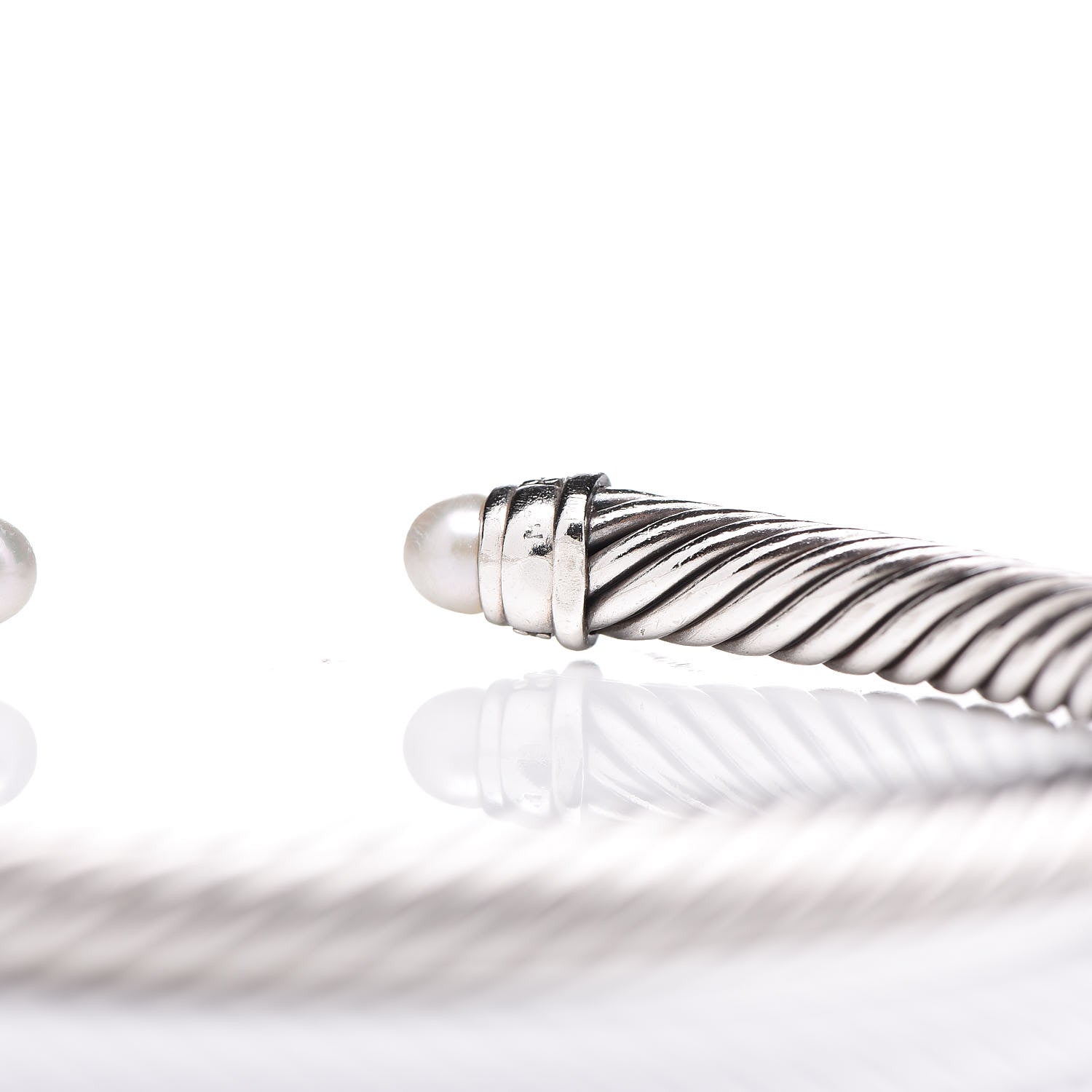 David Yurman Sterling Silver Diamond Pearl 5mm Cable Classics Bracelet 5 of 5