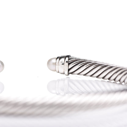 David Yurman Sterling Silver Diamond Pearl 5mm Cable Classics Bracelet 5 of 5