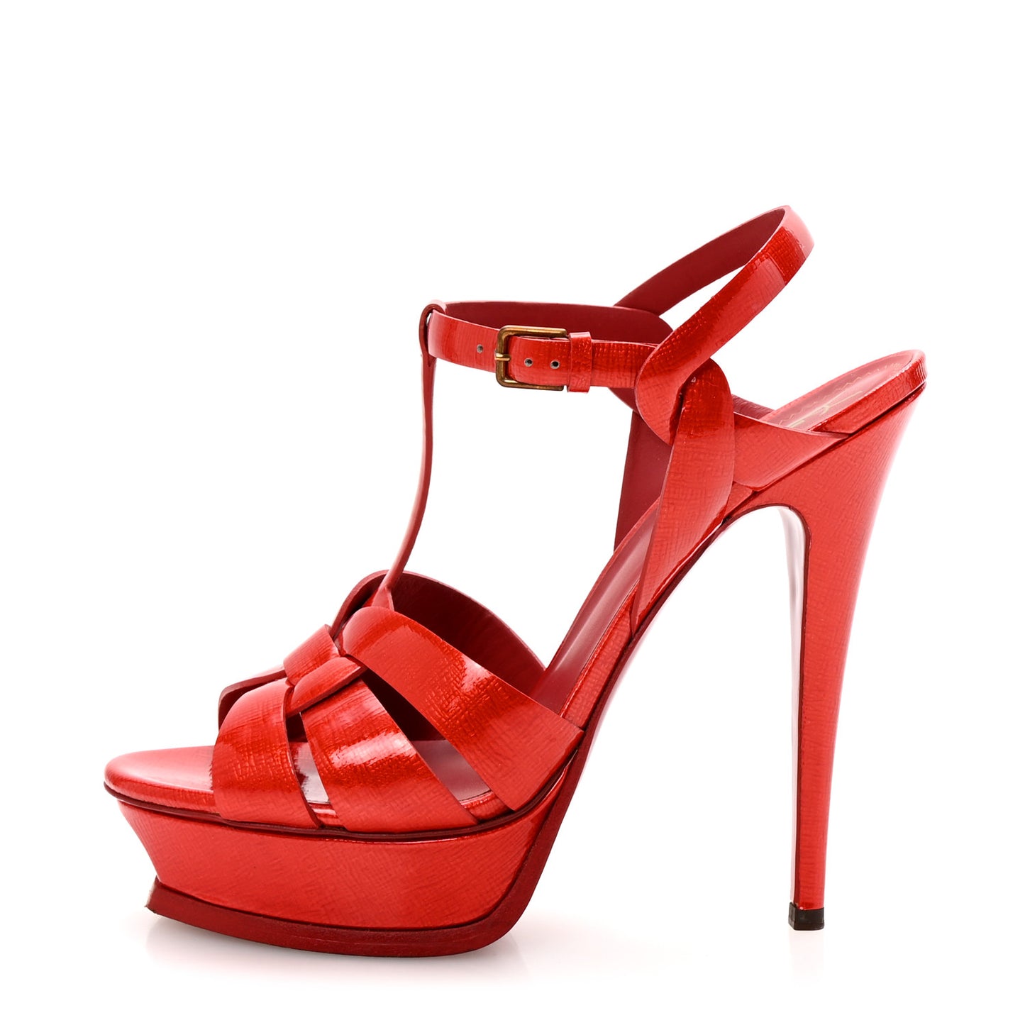 Patent Textured Tribute 105 Platform Sandals 40 Poppy