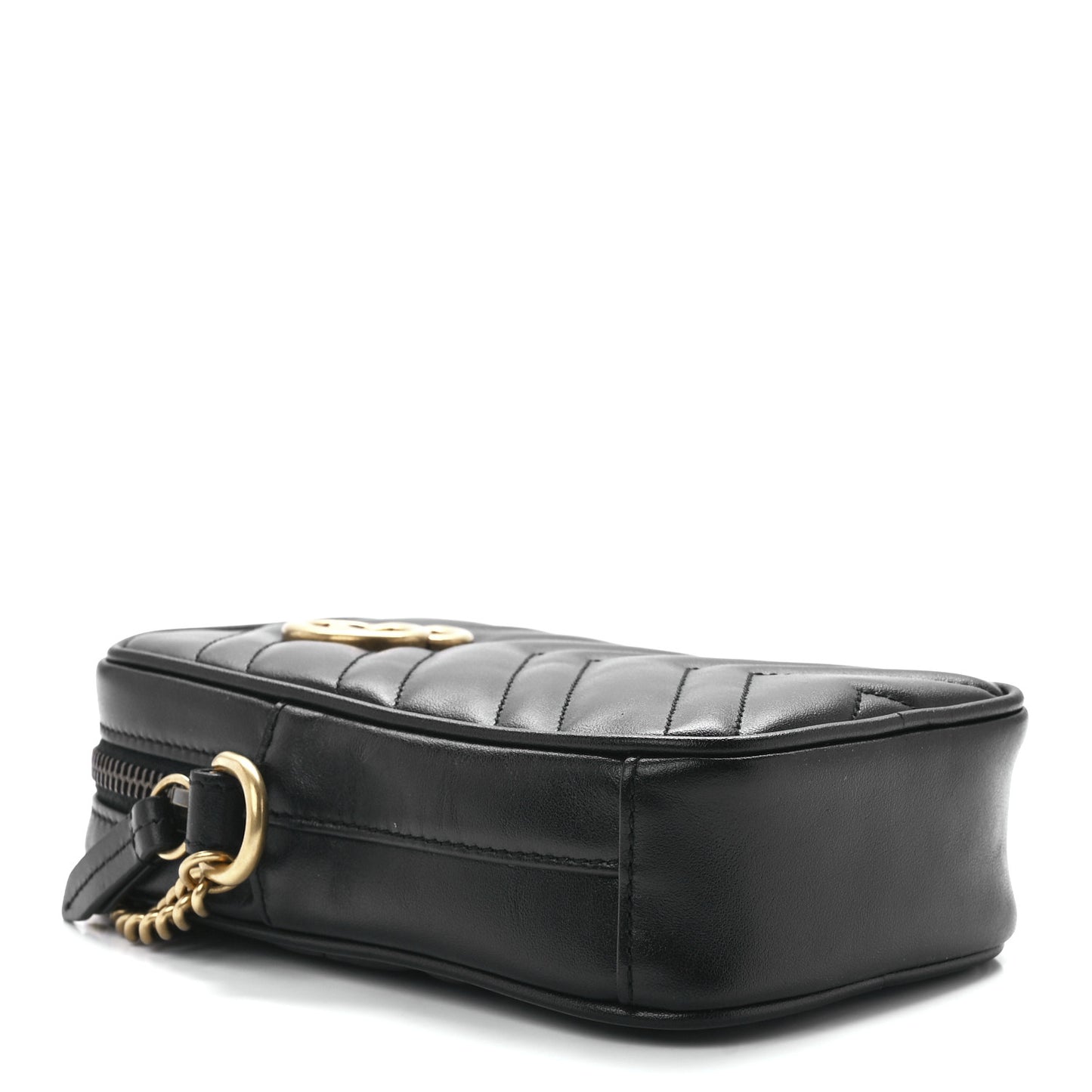 Calfskin Matelasse Mini GG Marmont Crossbody Bag Black