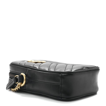 Gucci Calfskin Matelasse Mini GG Marmont Crossbody Bag Black 4 of 11