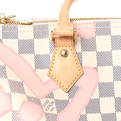 Louis Vuitton Damier Azur Tahitienne Speedy Bandouliere 30 Rose Ballerine 24 of 31