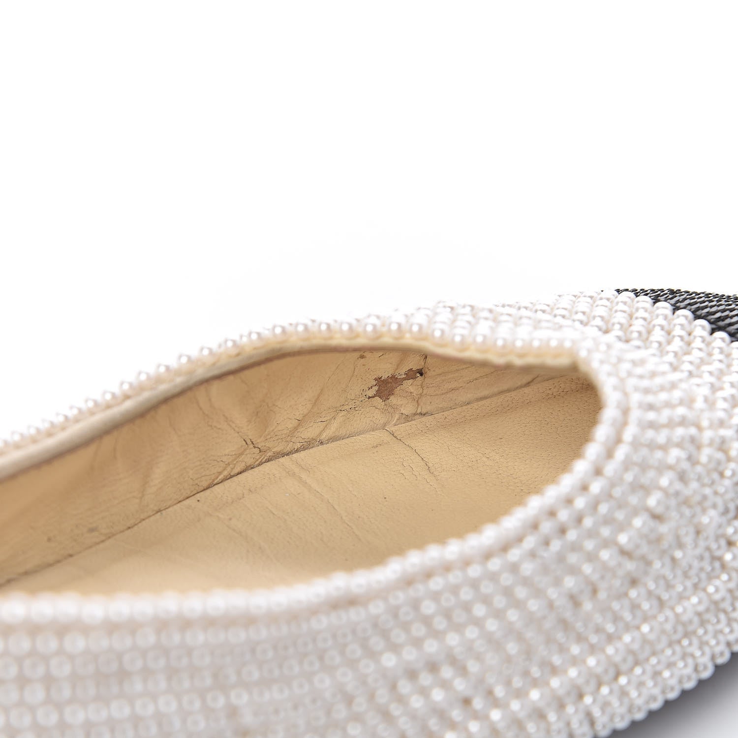 Chanel Pearl Sequin Cap Toe Ballerina Flats 39 White Black 12 of 12