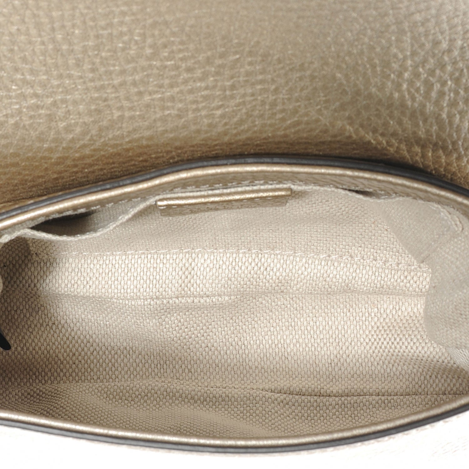 Gucci Metallic Pebbled Calfskin Small Soho Flap Crossbody Golden Beige 5 of 7