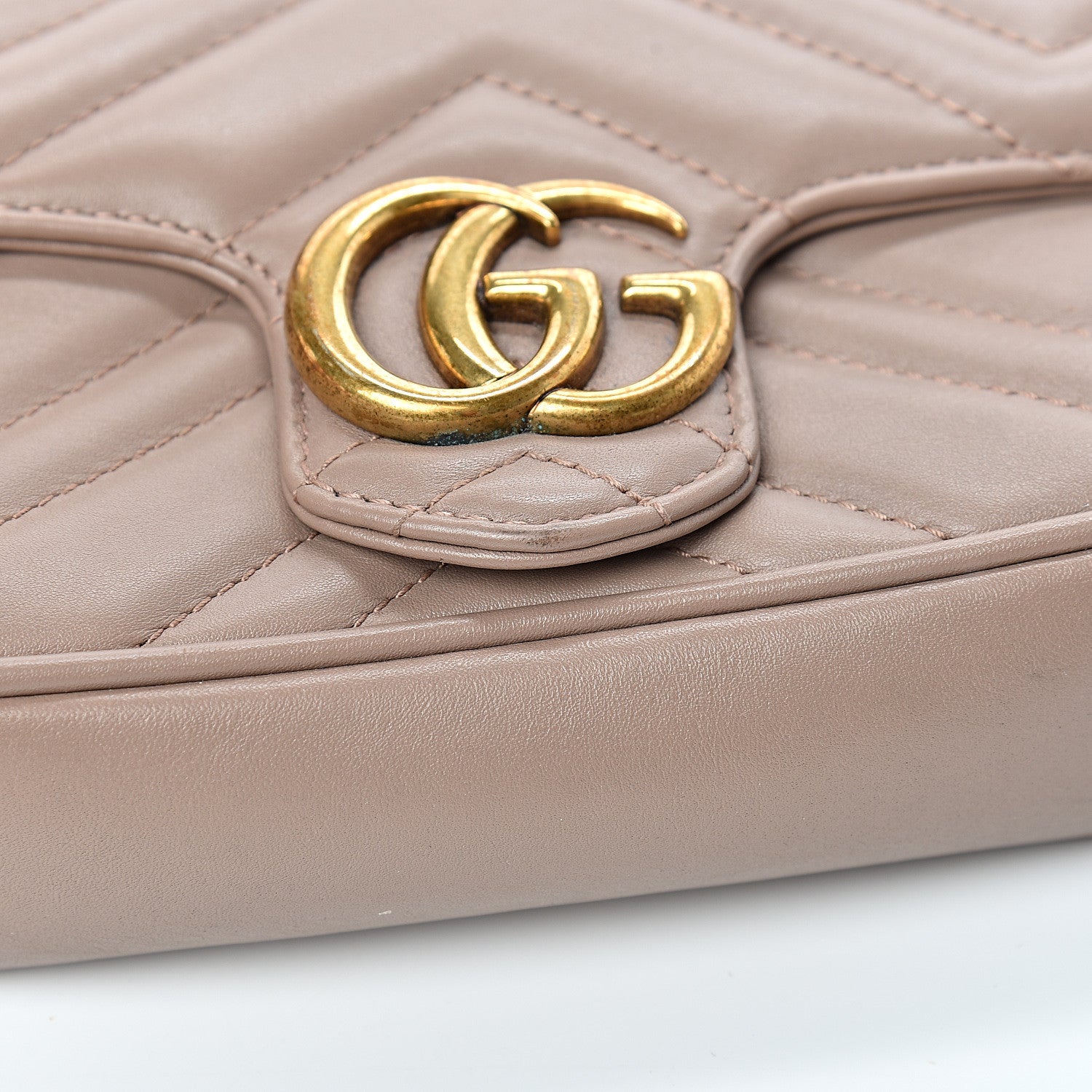 Gucci Calfskin Matelasse Super Mini GG Marmont Shoulder Bag Porcelain Rose 13 of 18