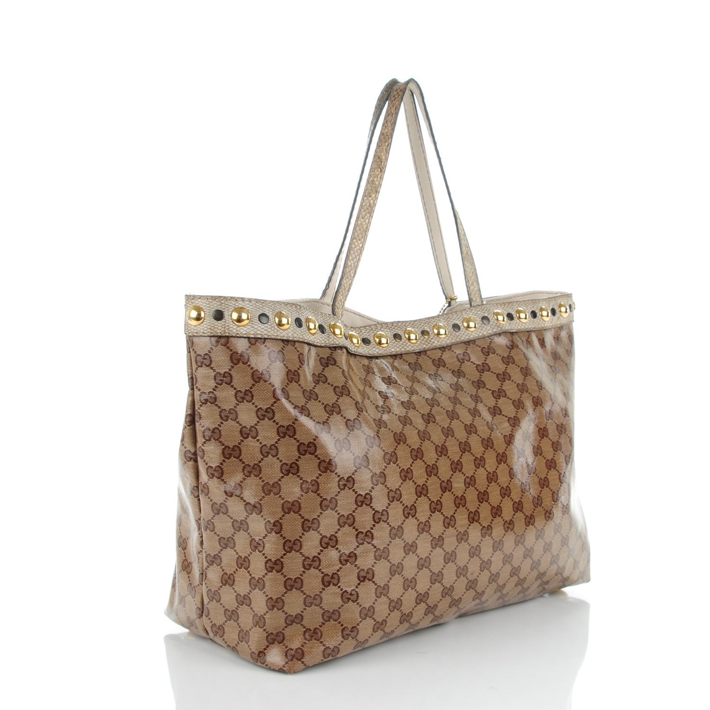 Crystal Monogram Snakeskin Large Babouska Shopping Tote