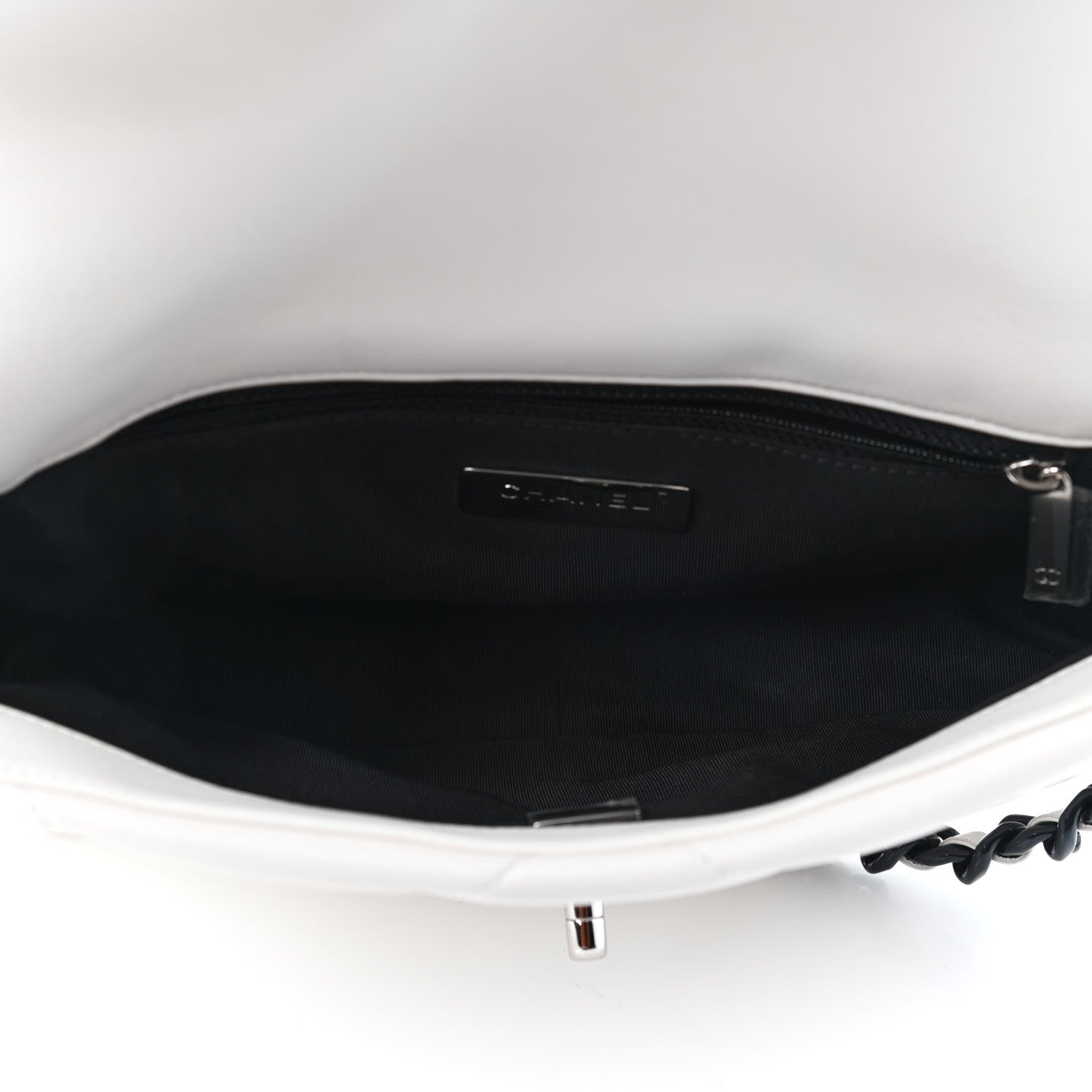 Chanel Glossy Calfskin Quilted Medium Chanel 19 Flap White Black 5 of 9