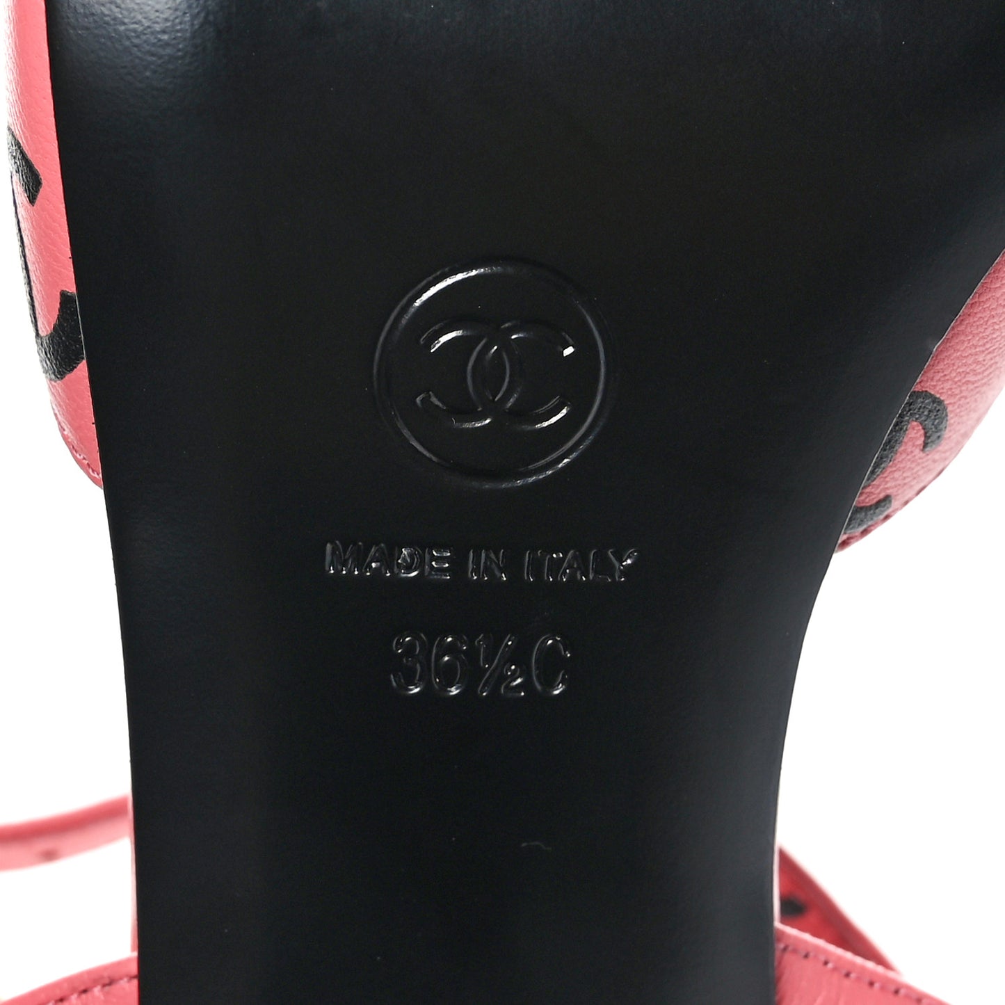 Printed Lambskin CC Sandals 36.5 Pink Black